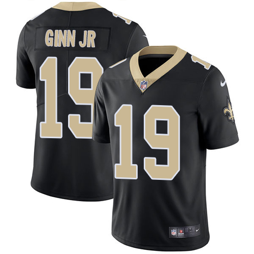 Nike Saints #19 Ted Ginn Jr Black Team Color Men's Stitched NFL Vapor Untouchable Limited Jersey